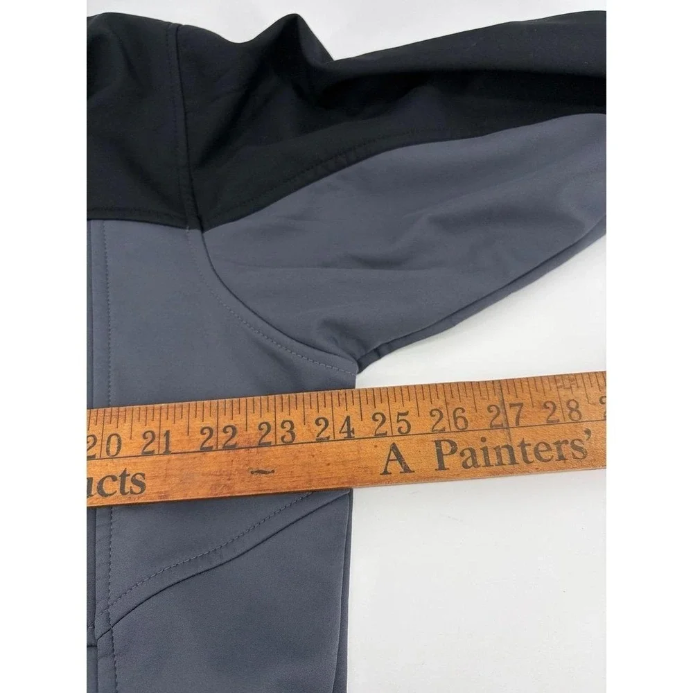Columbia Softshell Jacket, Gray Black Fleece Lined, Bomber, Full Zip, Size L
